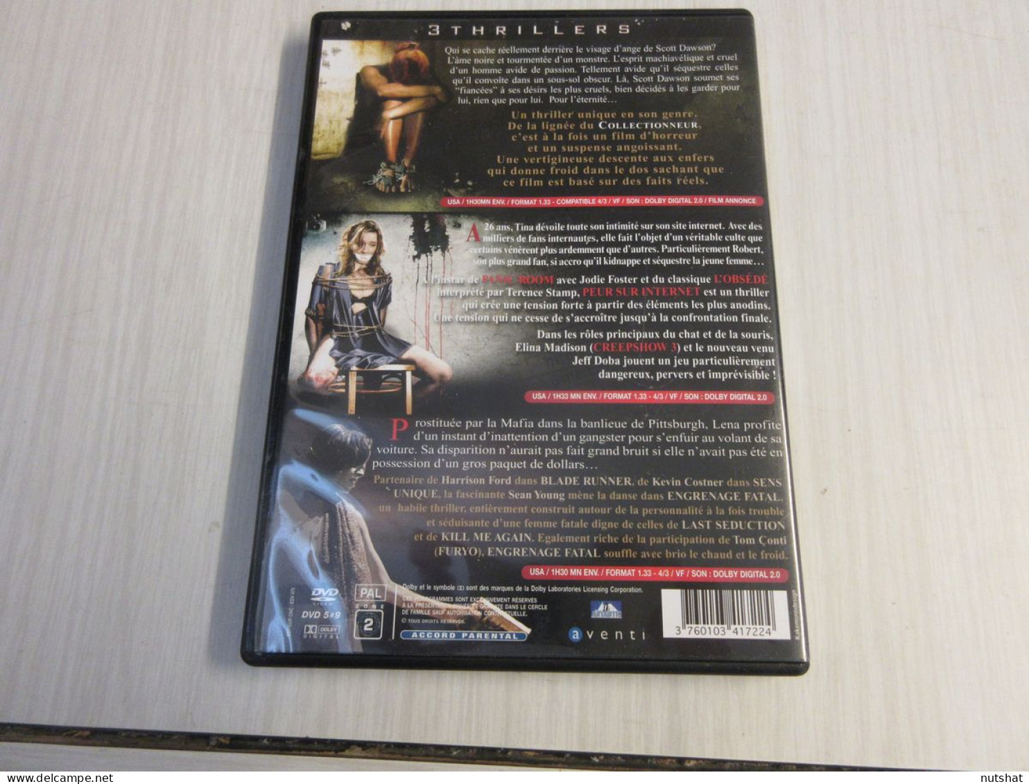 DVD CINEMA 3 DVD STARVED - PEUR Sur INTERNET - ENGRENAGE FATAL Sean YOUNG        - Action, Adventure