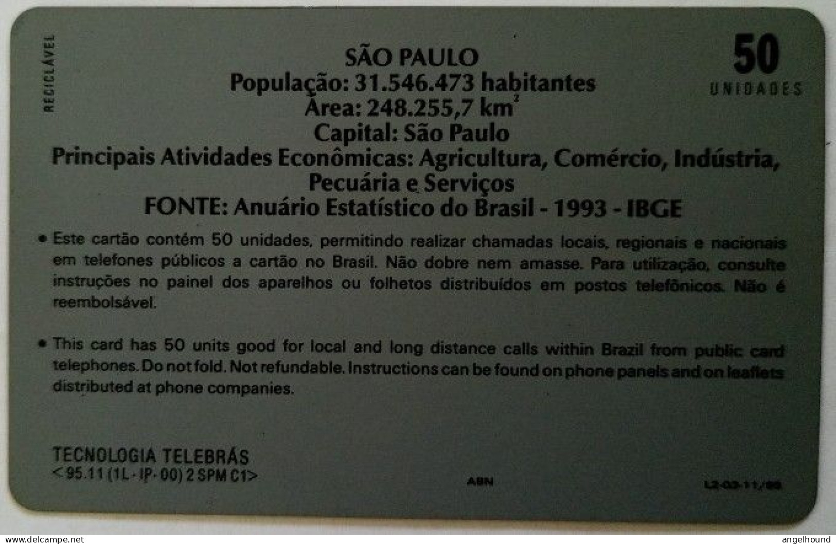 Brazil 50 Units - Sao Paolo - Brésil