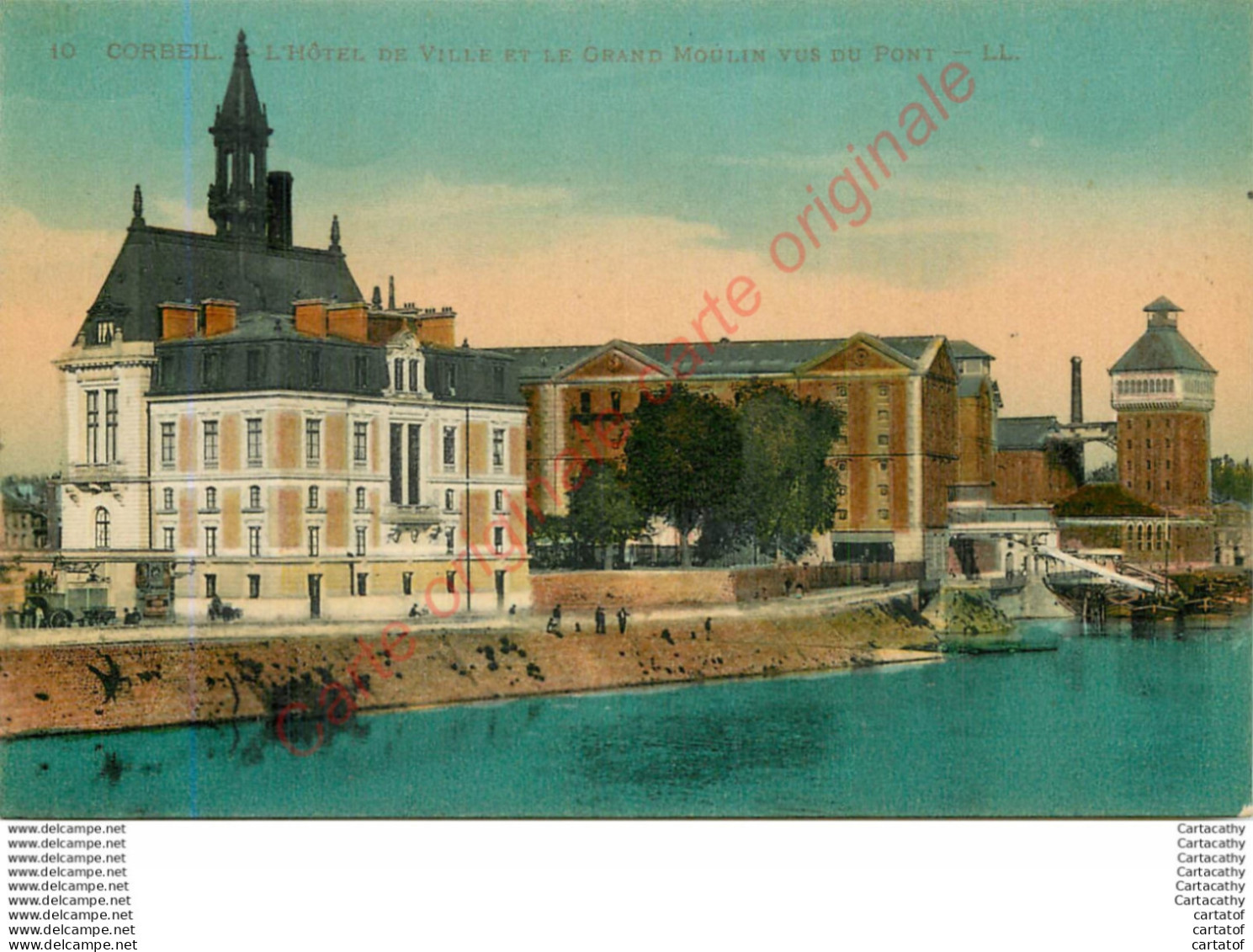 91.  CORBEIL .  Hôtel De Ville Et Grand Moulin Vus Du Pont . - Corbeil Essonnes