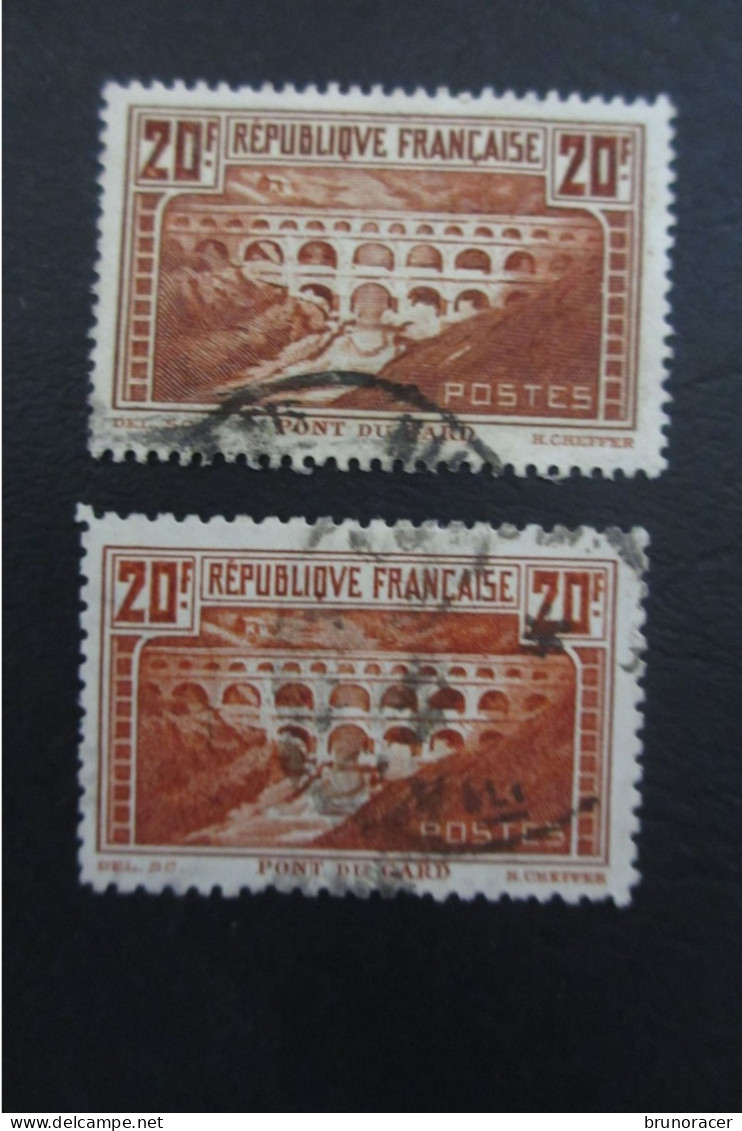 FRANCE LOT PONT DU GARD N°262 TYPE IIB + N°262B DENTELE 11 OBLITERES TB COTE 500 EUROS VOIR SCANS - Gebraucht