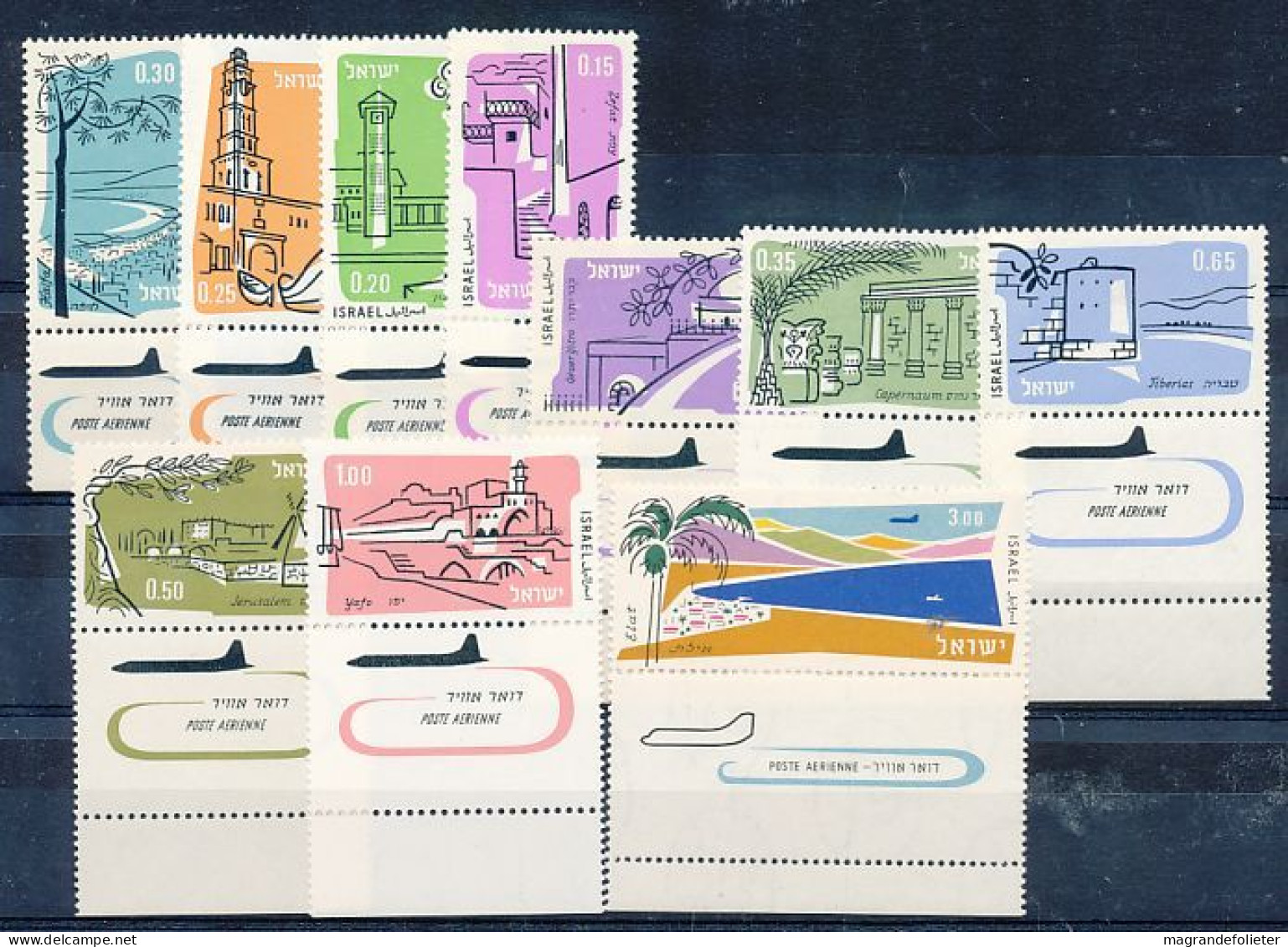 TIMBRE  ZEGEL STAMP  ISRAEL LA SERIE POSTE AERIENNE P.A.18-27  XX A VEC TABS - Otros & Sin Clasificación