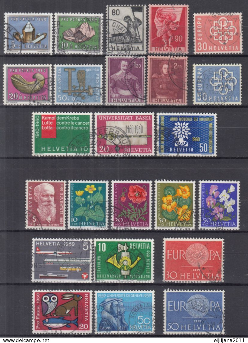 Switzerland / Helvetia / Schweiz / Suisse 1959 - 1960 ⁕ Nice Collection / Lot Of 24 Used Stamps - See All Scan - Oblitérés