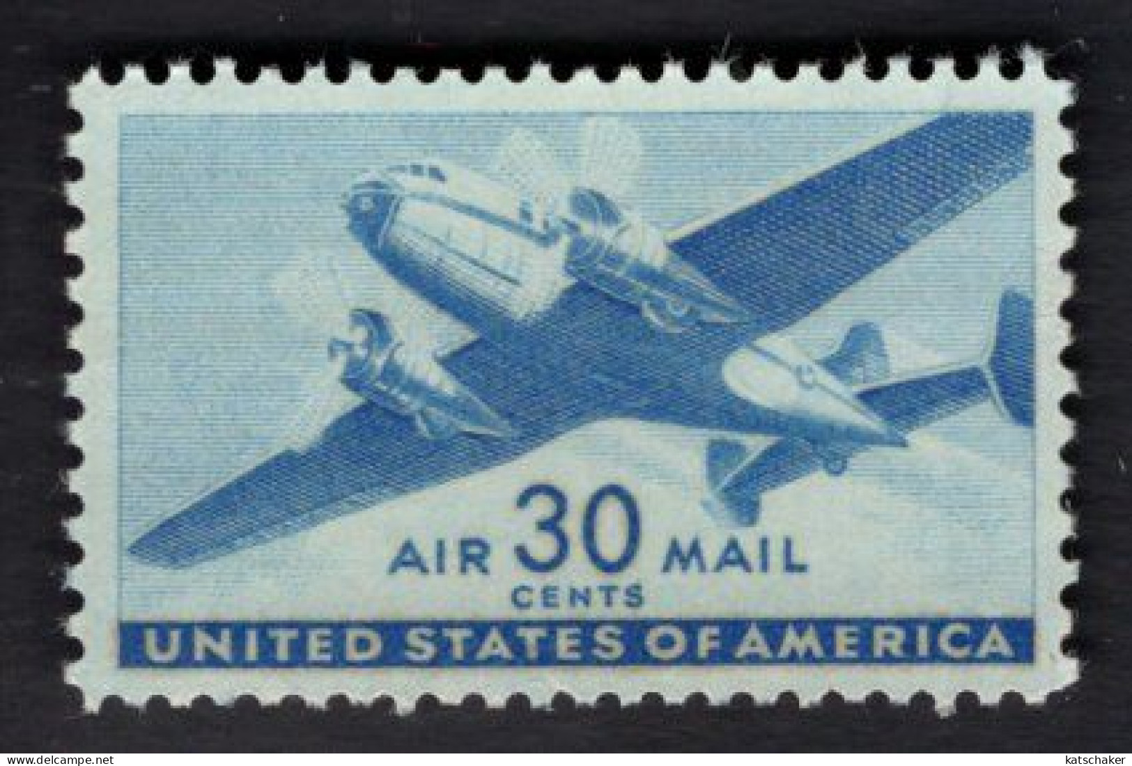 200217117 SCOTT C30 (XX) POSTFRIS MINT NEVER HINGED - TWIN MOTORED TRANSPORT PLANE - 2b. 1941-1960 Unused