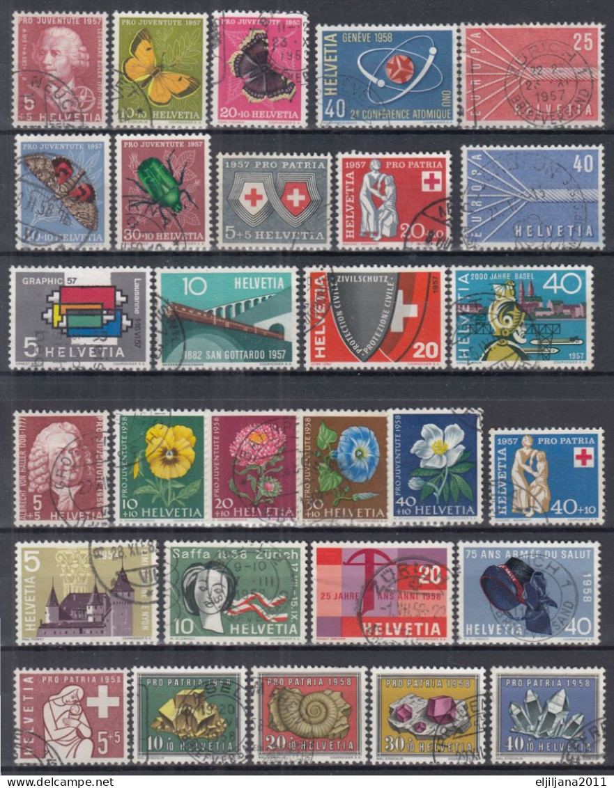 Switzerland / Helvetia / Schweiz / Suisse 1957 - 1958 ⁕ Nice Collection / Lot Of 29 Used Stamps - See All Scan - Oblitérés