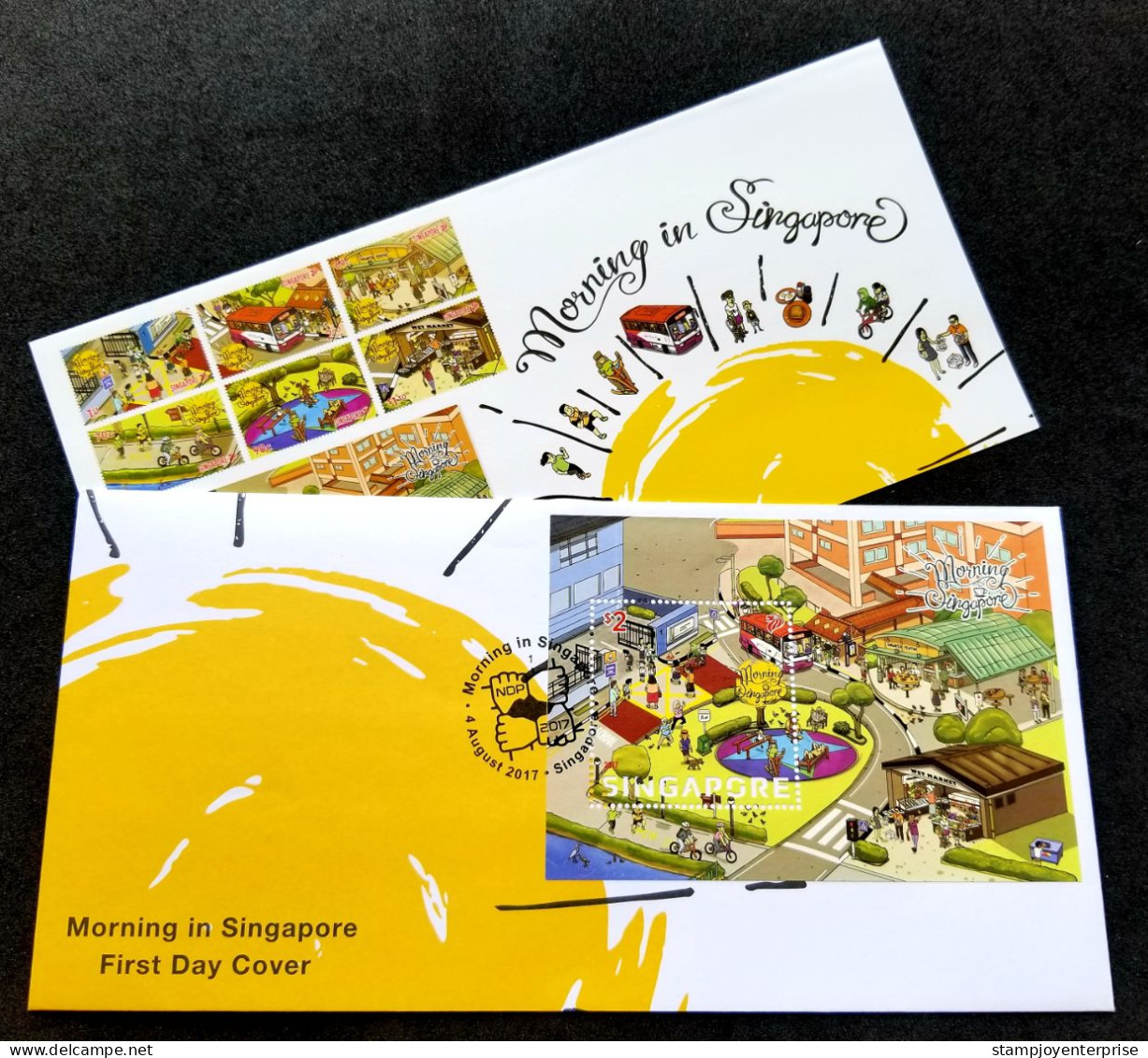 Singapore In Morning 2017 School Market Park Bicycle Traffic Bus Dance Heron Bird Exercise Playground Lifestyle (FDC) - Singapur (1959-...)