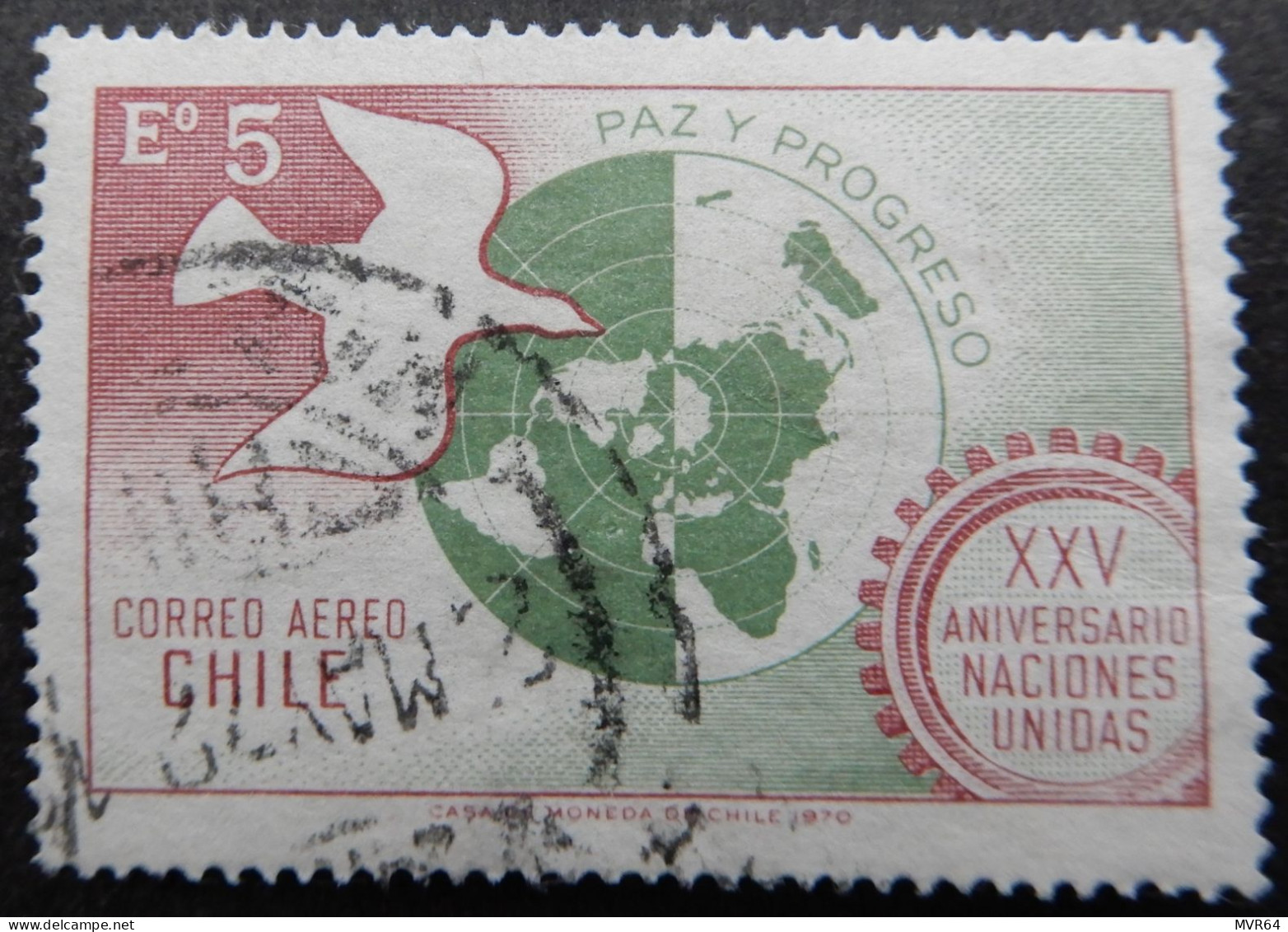 Chili Chile 1970 (2) Airmail The 25tn An. Of United Nations - Cile
