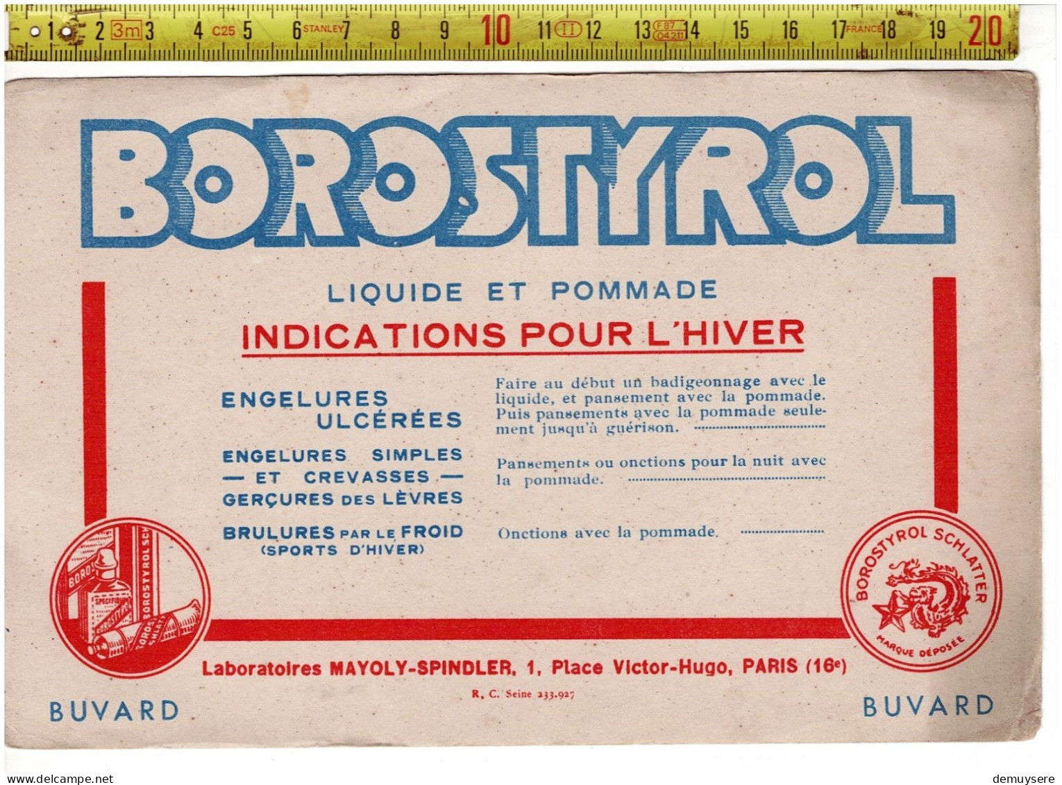 SOLDE 2012 - BUVARD - BOROSTYROL - LIQUIDE ET POMMADE - Produits Pharmaceutiques