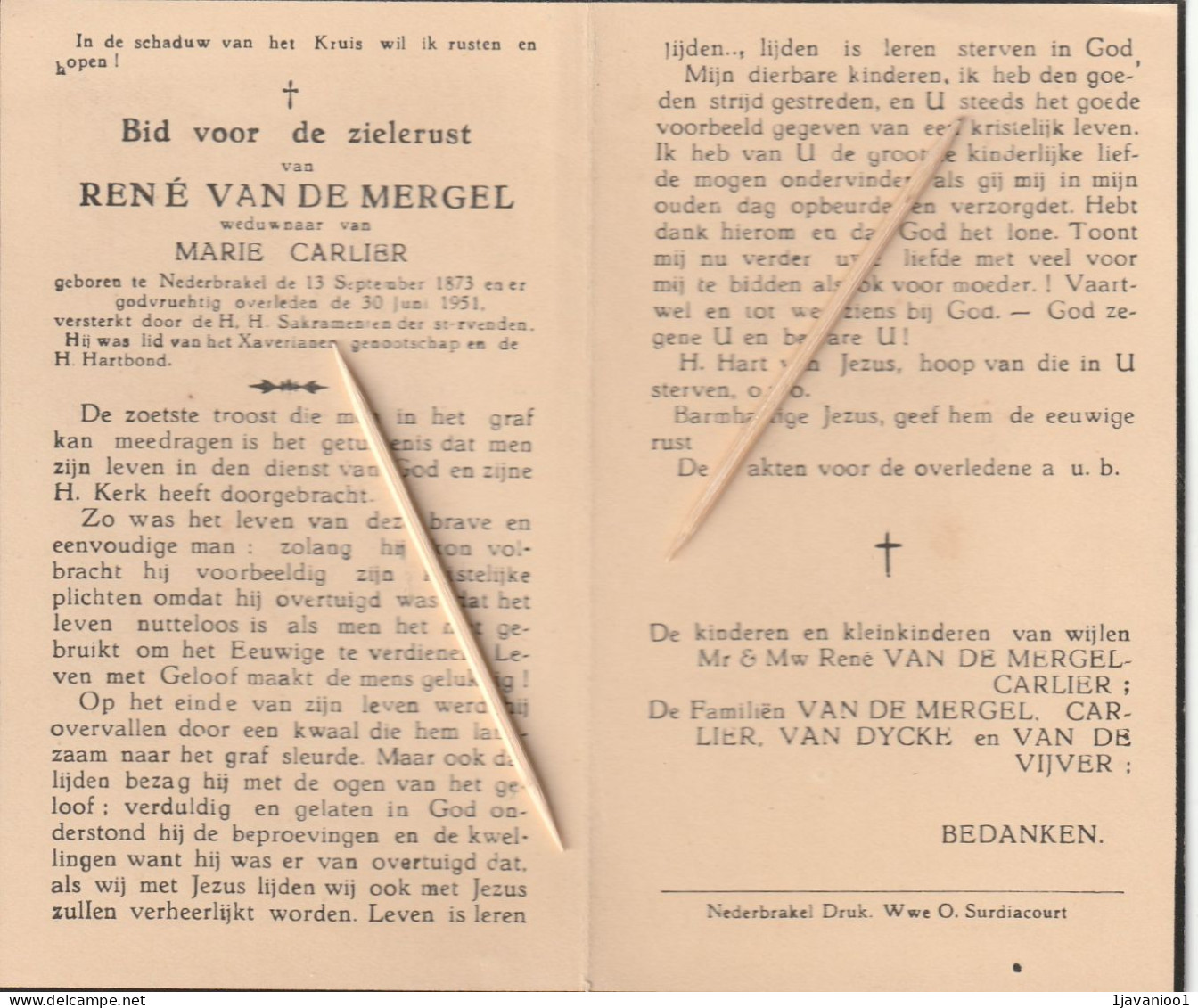 Nederbrakel, Rene Van Den Mergel, Carlier - Images Religieuses