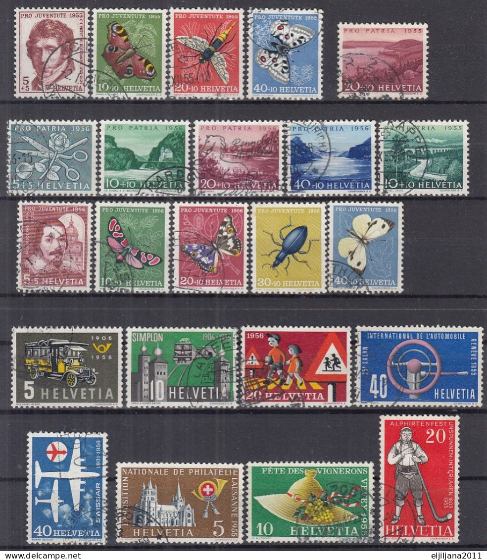 Switzerland / Helvetia / Schweiz / Suisse 1955 - 1956 ⁕ Nice Collection / Lot Of 23 Used Stamps - See All Scan - Gebraucht