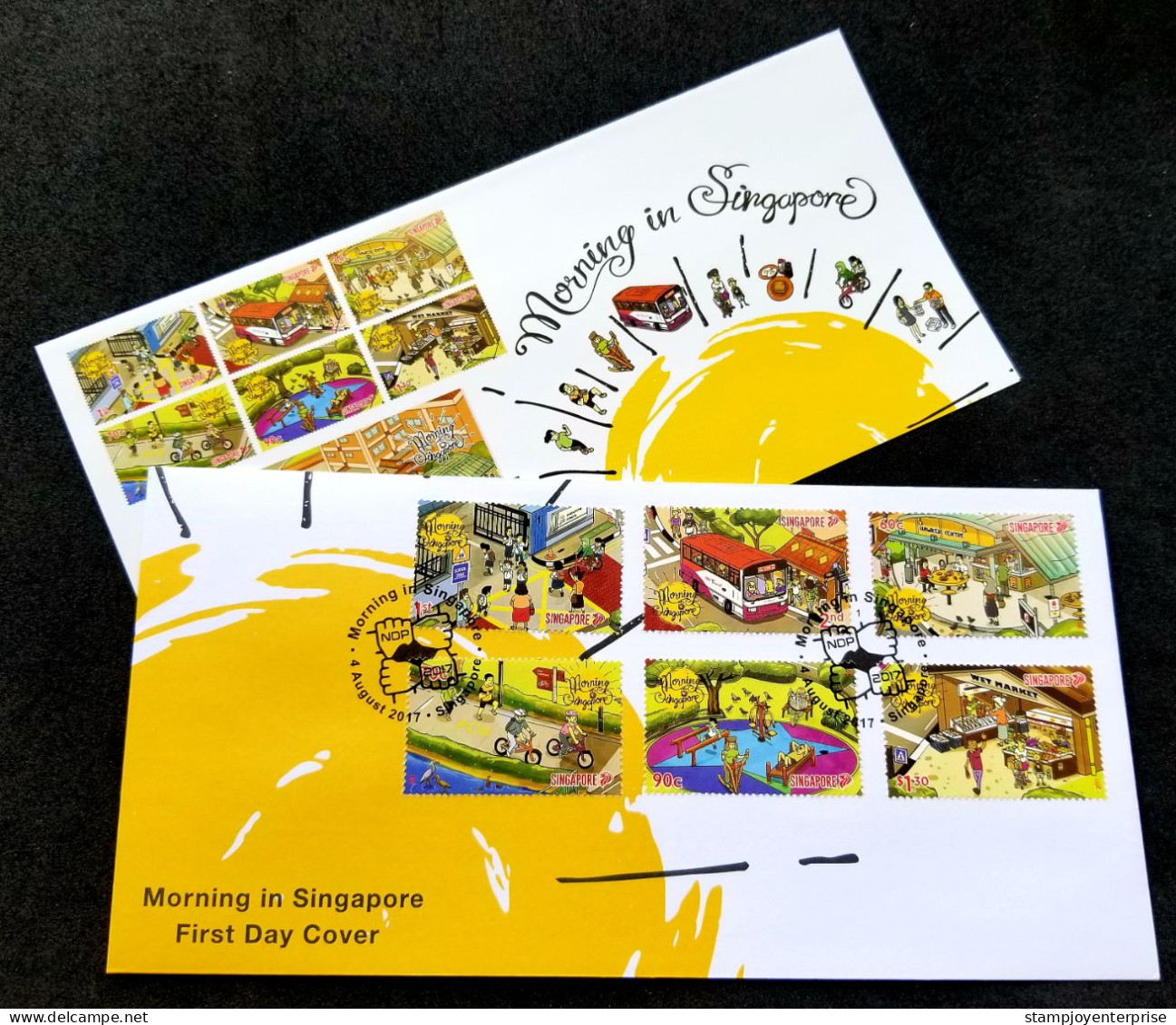 Singapore In Morning 2017 School Market Park Bicycle Traffic Bus Dance Heron Bird Exercise Playground Lifestyle (FDC - Singapore (1959-...)