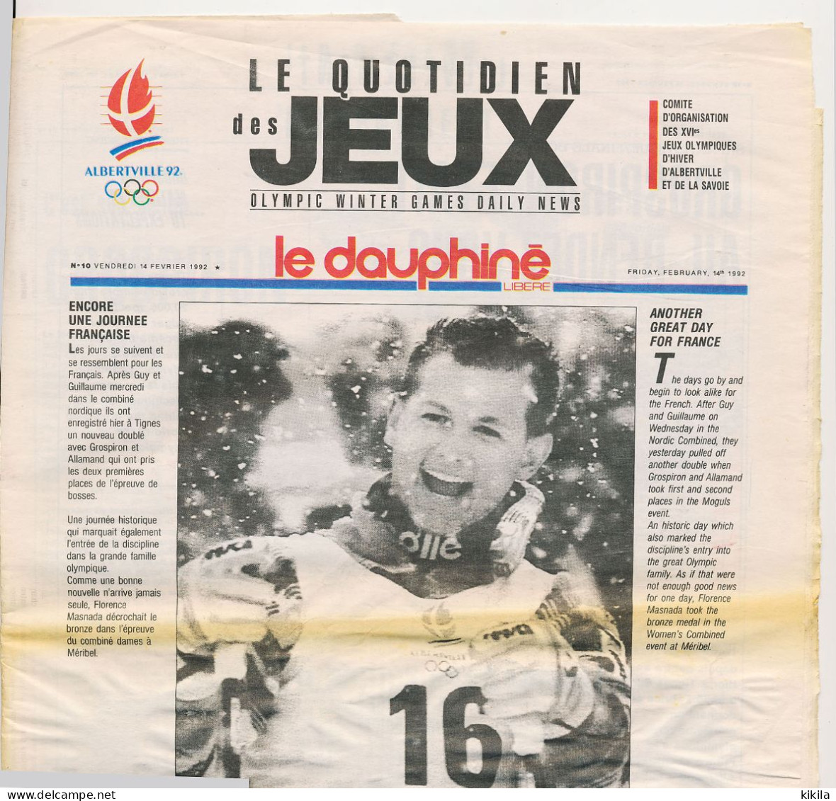 Le Dauphiné Libéré ALBERTVILLE 1992 Le Quotidien Des Jeux XVI° Jeux Olympiques D'Hiver N° 10 Vendredi 14 Février 1992 - 1950 - Heute