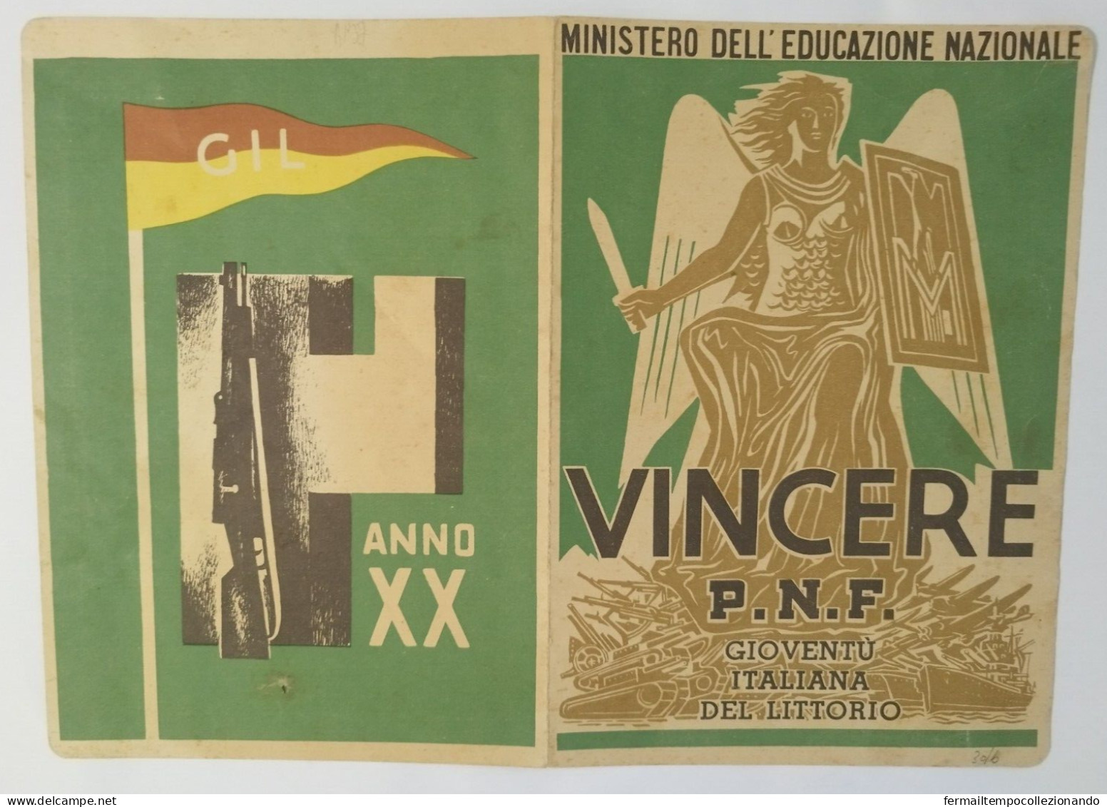 Bp37 Pagella Fascista Opera Balilla Ministero E.nazionale Molfetta Bari 1942 - Diplomas Y Calificaciones Escolares