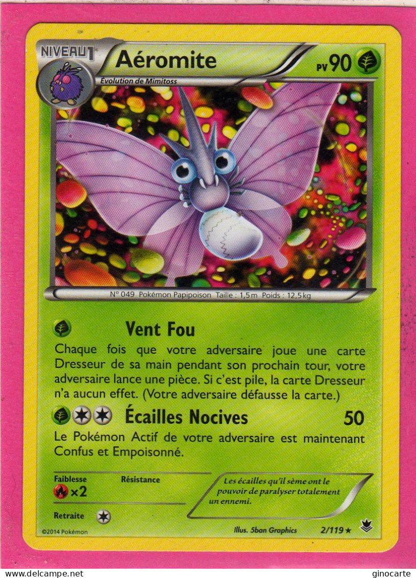 Carte Pokemon Francaise 2014 Xy Vigueur Spectrale 2/119 Aeromite 90pv Neuve - XY