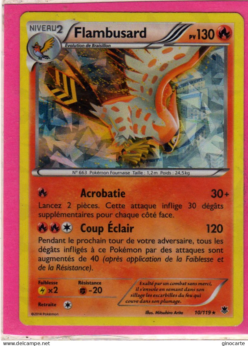 Carte Pokemon Francaise 2014 Xy Vigueur Spectrale 10/119 Flambusard 130pv Holo Occasion - XY