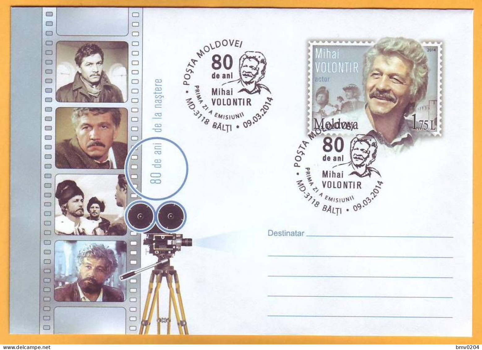 2014 Moldova Moldau FDC Mihai Volontir. Moldavian Soviet Film And Theater Actor. People's Artist. Bessarabia. Romania - Kino