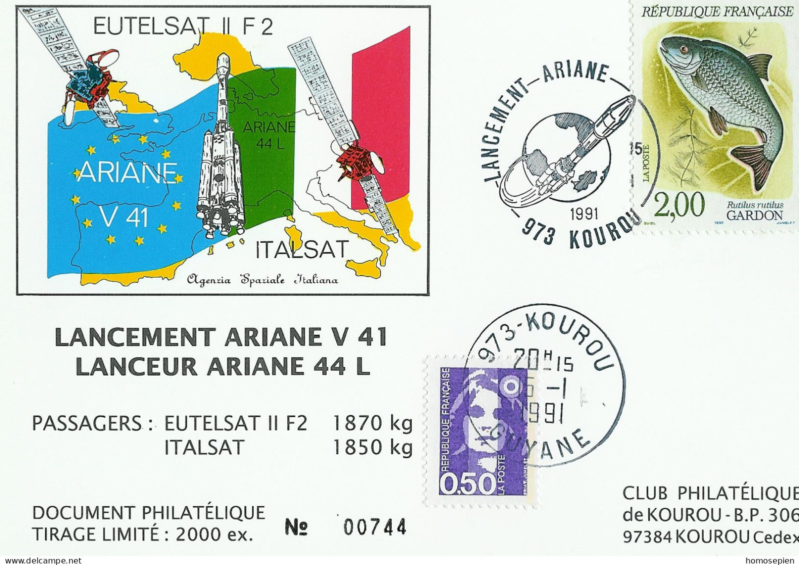 Espace 1991 01 16 - CSG - Ariane V41 - Sigle - Europa