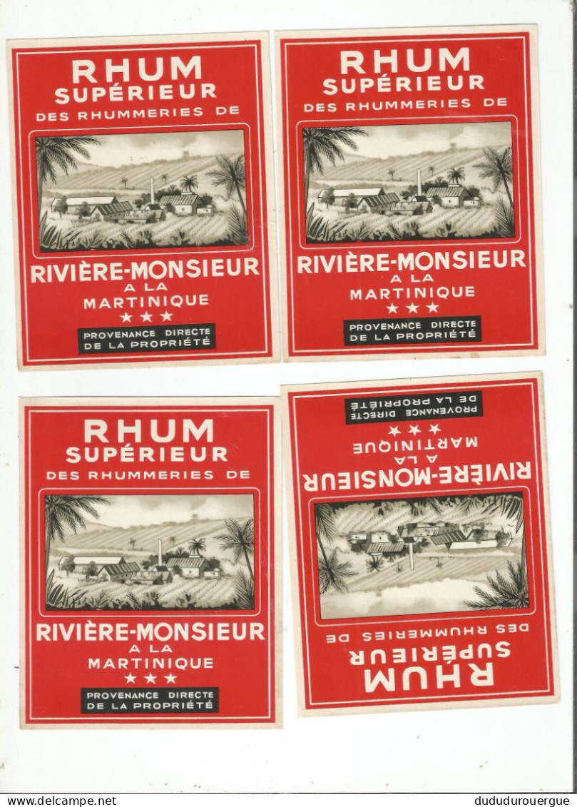 RHUMMERIES DE RIVIERE -  MONSIEUR A LA MARTINIQUE   : 4 ETIQUETTES - Rum