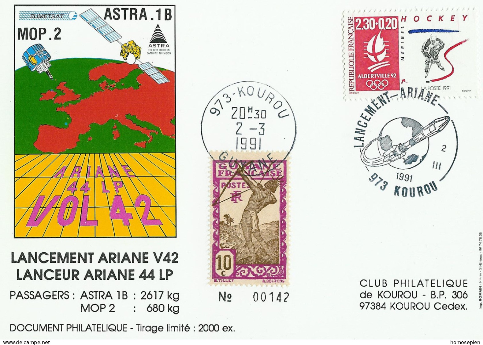 Espace 1991 03 03 - CSG - Ariane V42 - Sigle - Europe