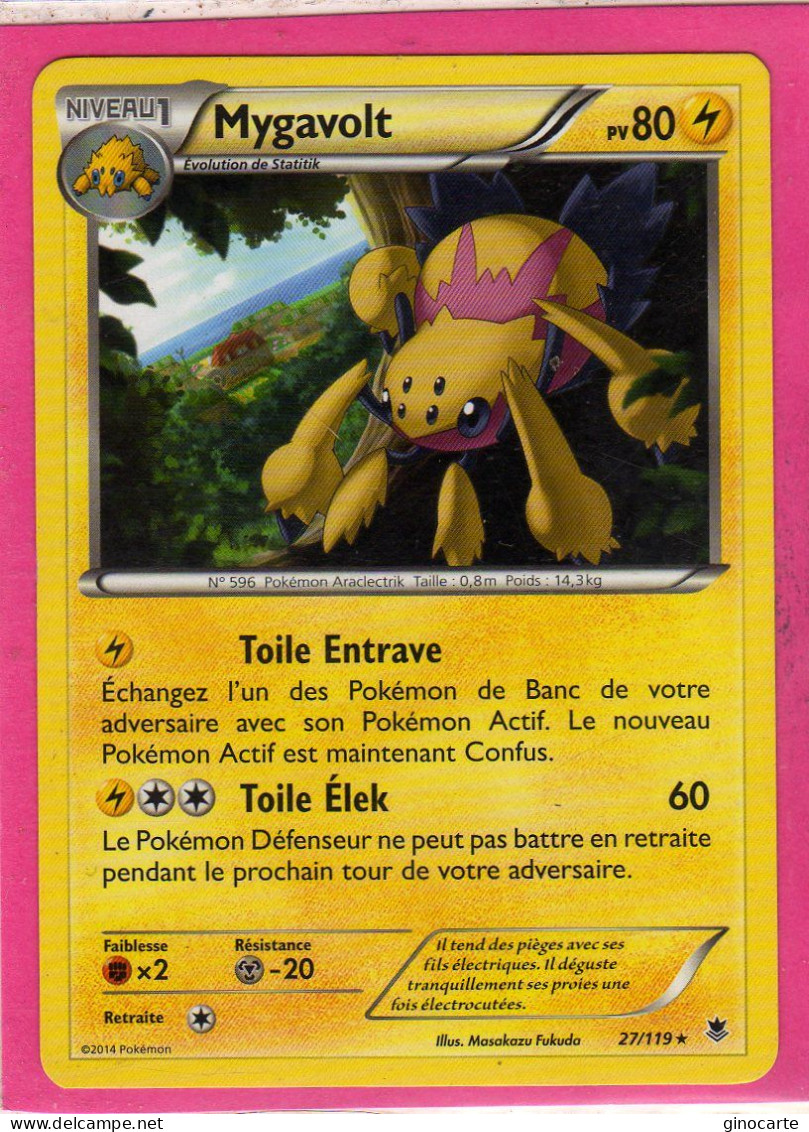 Carte Pokemon Francaise 2014 Xy Vigueur Spectrale 27/119 Mygavolt 80pv Bon Etat - XY