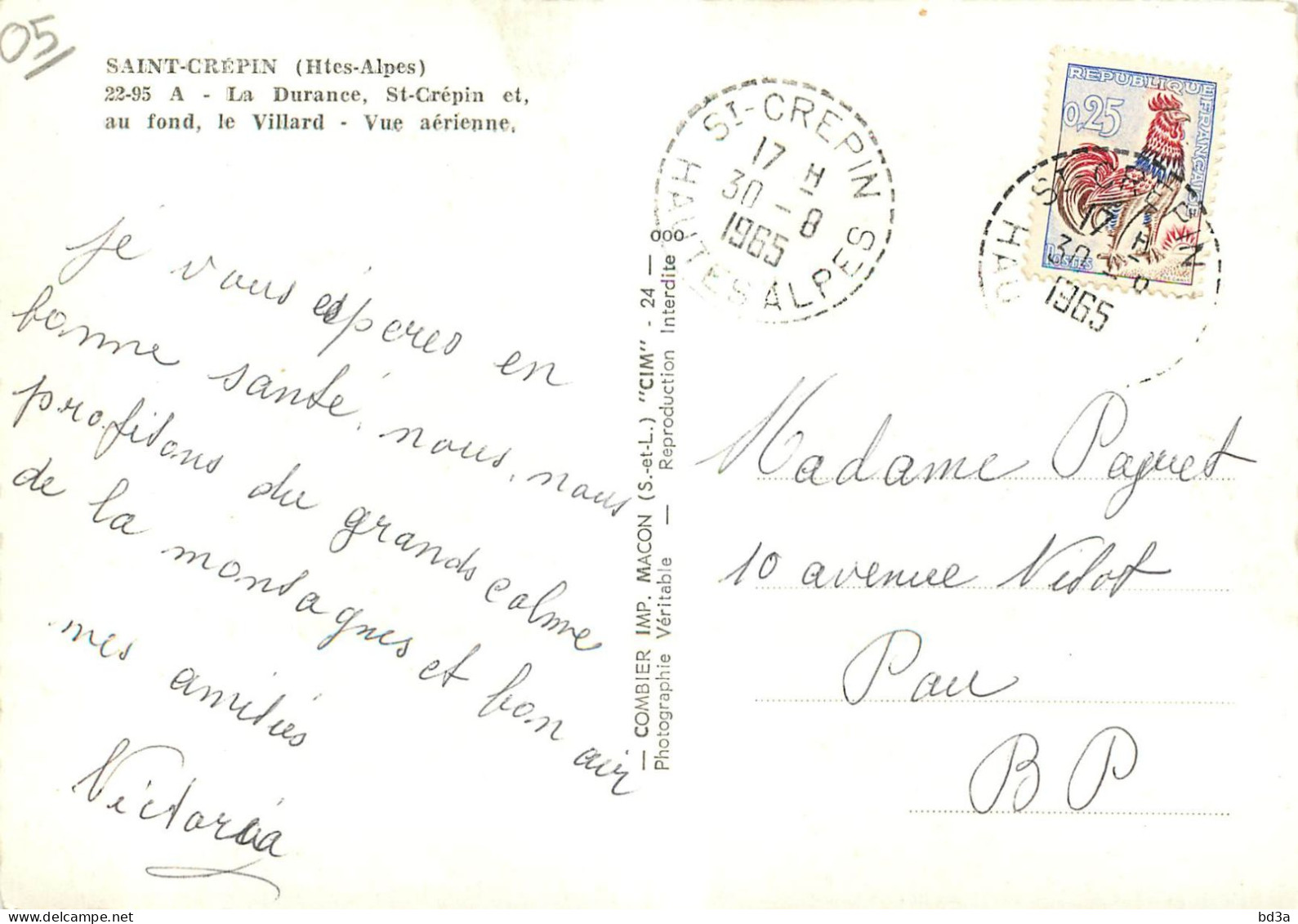 CACHET A DATE SAINT CREPIN 1965  - 1921-1960: Periodo Moderno