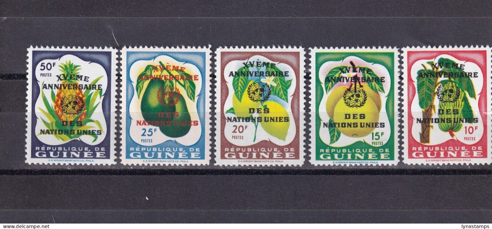 SA06c Guinea 1960 15th Anniv United Nations Mint Stamps Overprinted - Guinee (1958-...)