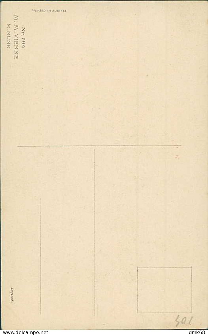 M.M. VIENNE / M. MUNK 1900s ART NOUVEAU POSTCARD SIGNED - WOMEN & MISTLETOE - N.794 (5534) - Vienne