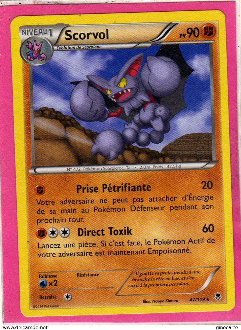 Carte Pokemon Francaise 2014 Xy Vigueur Spectrale 47/119 Scorvol 90pv Bon Etat - XY