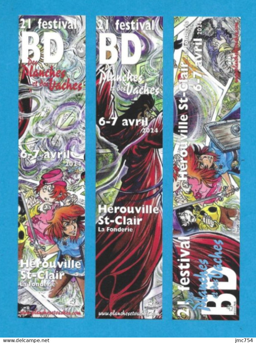 3 Marque Page Festival BD Hérouville St Clair 2024.   Bookmark. - Segnalibri