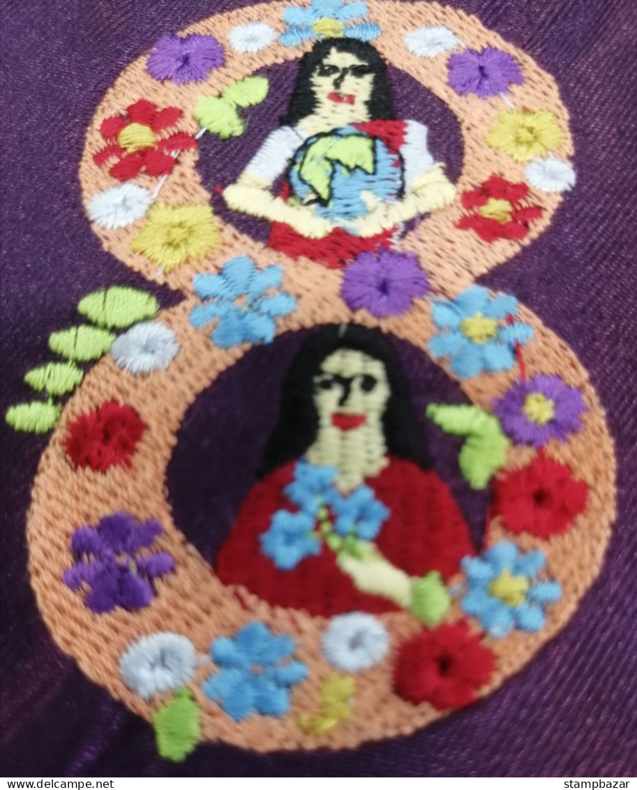 India 2024 Unique Unusual International Women's Day Embroidery Special Cover - Brieven En Documenten