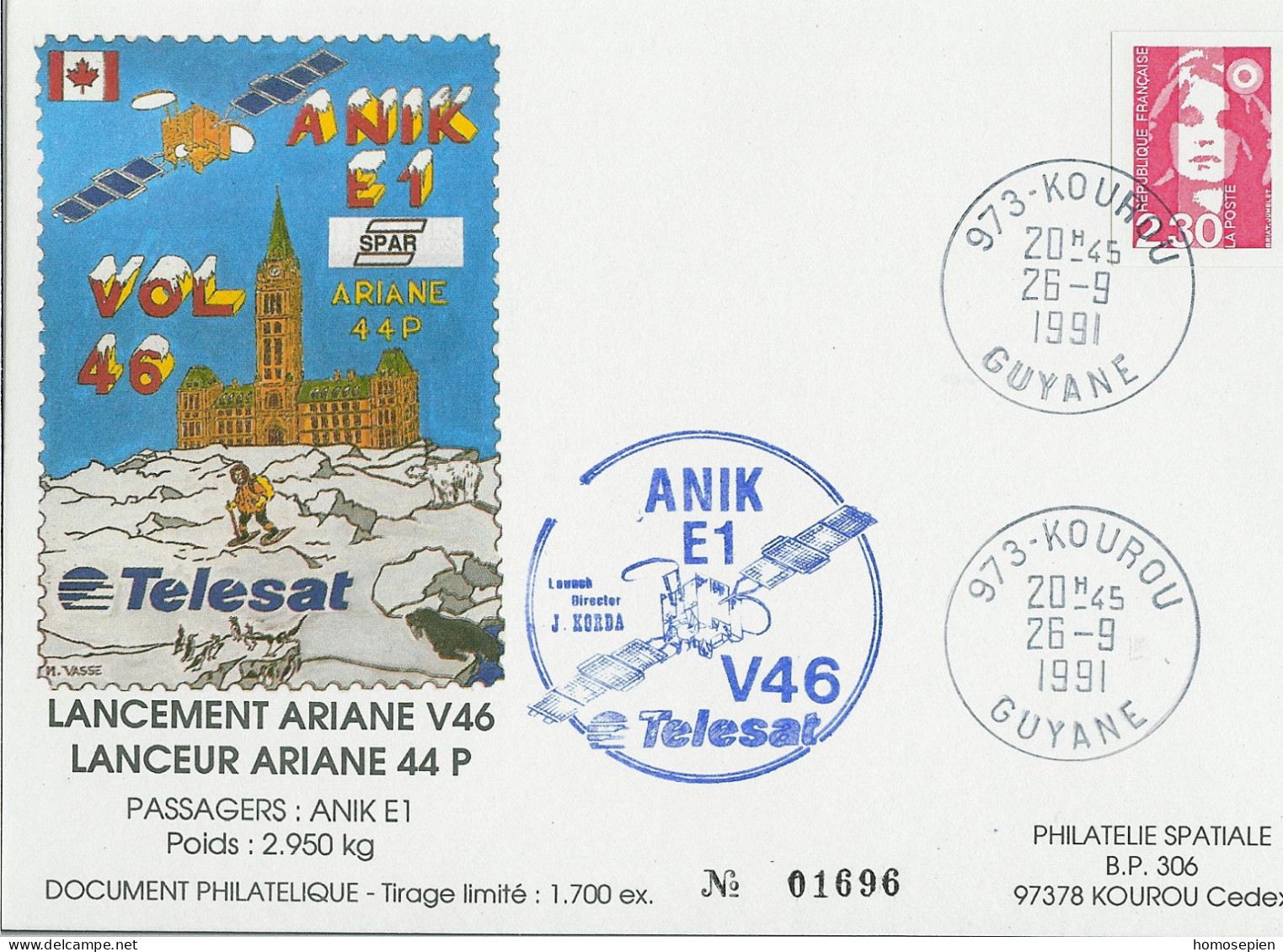 Espace 1991 09 27 - CSG - Ariane V46 - Sigle - Europa