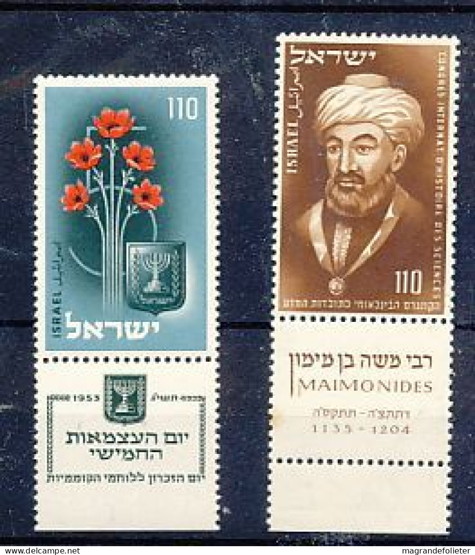 TIMBRE  ZEGEL STAMP  ISRAEL LES No 65-66  XX AVEC TABS - Sonstige & Ohne Zuordnung