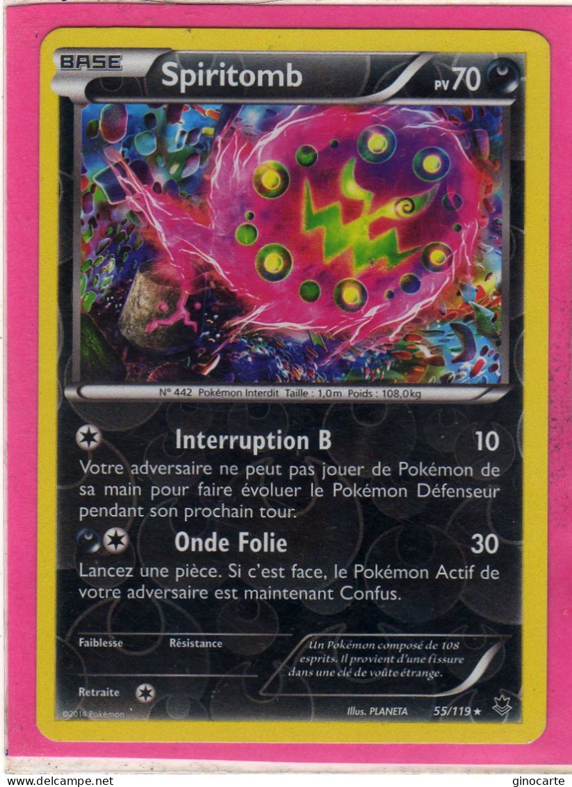 Carte Pokemon Francaise 2014 Xy Vigueur Spectrale 55/119 Spiritomb 70pv Reverse Neuve - XY