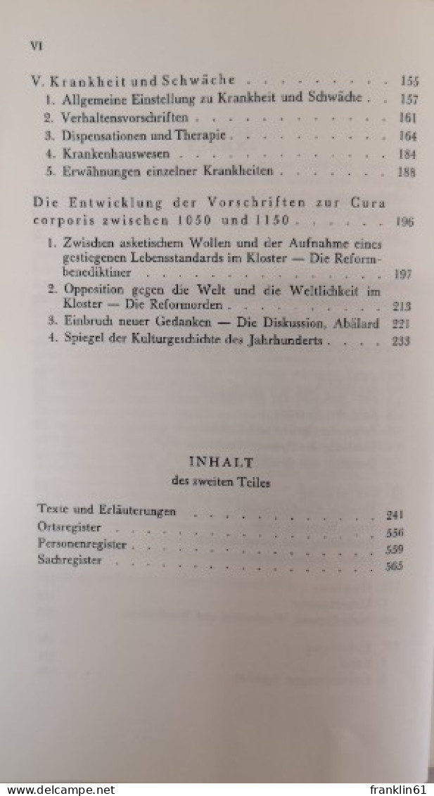 Ordensleben Und Lebensstandard. Die Cura Corporis In Den Ordensvorschriften Des Abendländischen Hochmittelalt - 4. 1789-1914