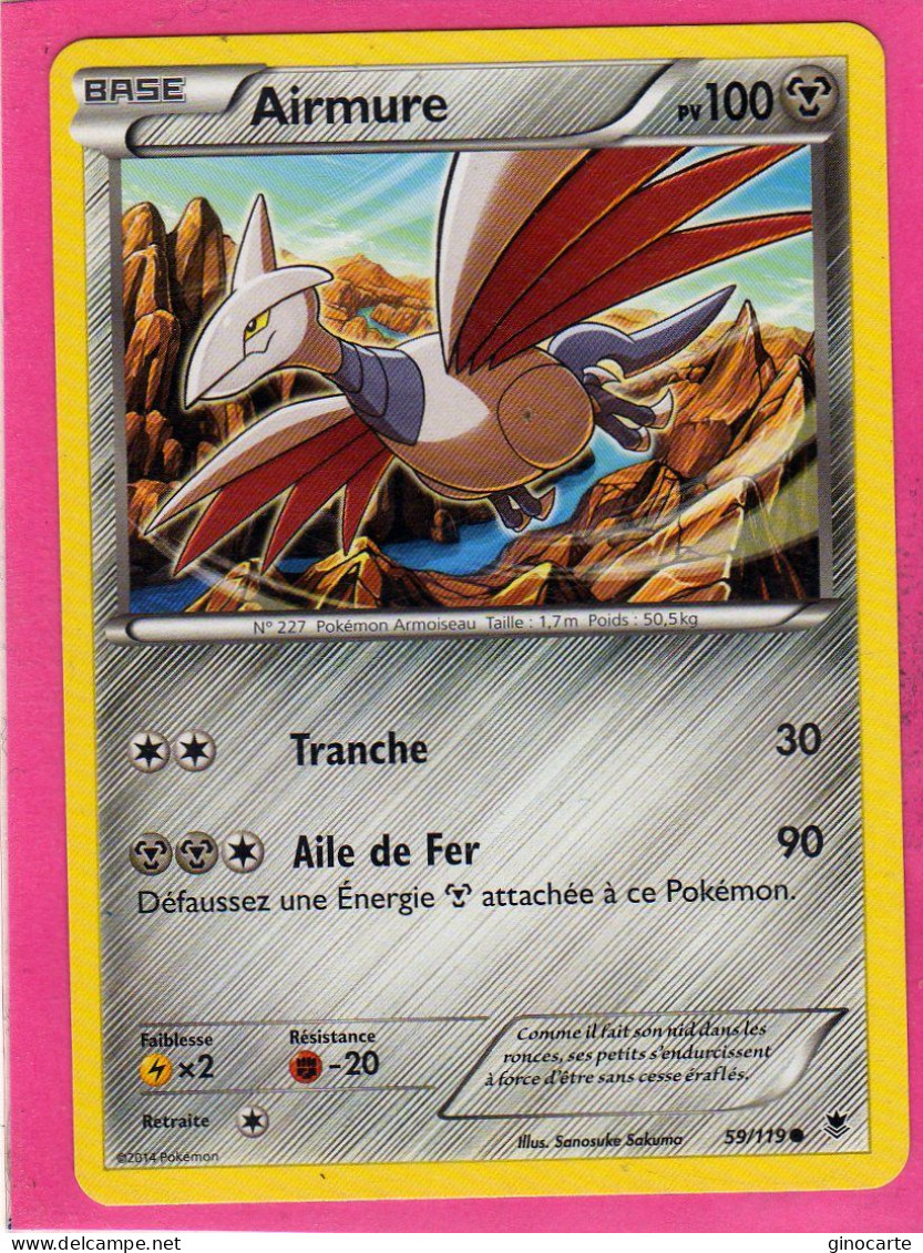 Carte Pokemon Francaise 2014 Xy Vigueur Spectrale 59/119 Airmure 100pv Neuve - XY