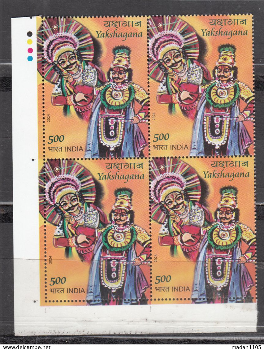 INDIA, 2024,  Yakshagana, Culture, Block Of 4, Traffic Light, MNH, (**) - Unused Stamps