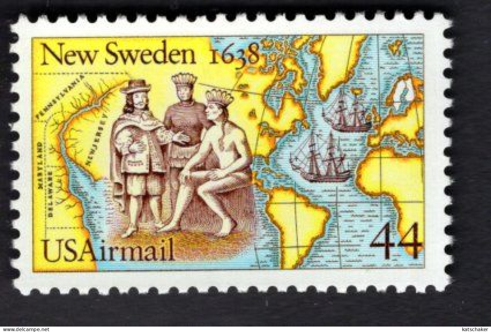 200217967 1988 SCOTT C117 (XX) POSTFRIS MINT NEVER HINGED  - SETTLING OF NEW SWEDEN 350TH ANNIV - MAP - SHIPS - 3b. 1961-... Ungebraucht