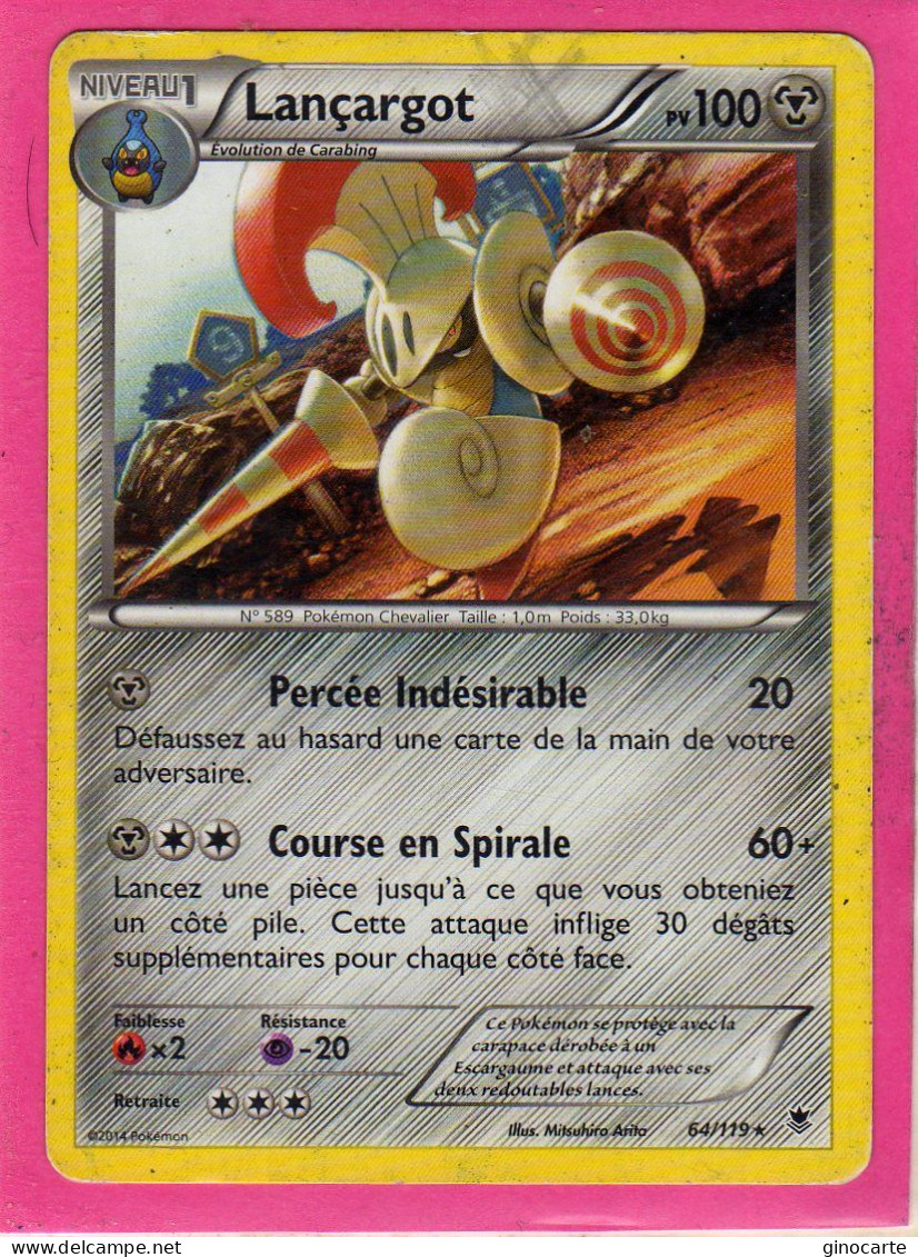 Carte Pokemon Francaise 2014 Xy Vigueur Spectrale 64/119 Lancargot 100pv Bon Etat - XY