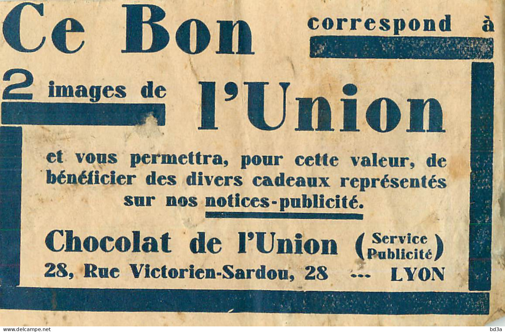 BON POUR 2 IMAGES DE L'UNION CHOCOLAT L'UNION - Non Classificati