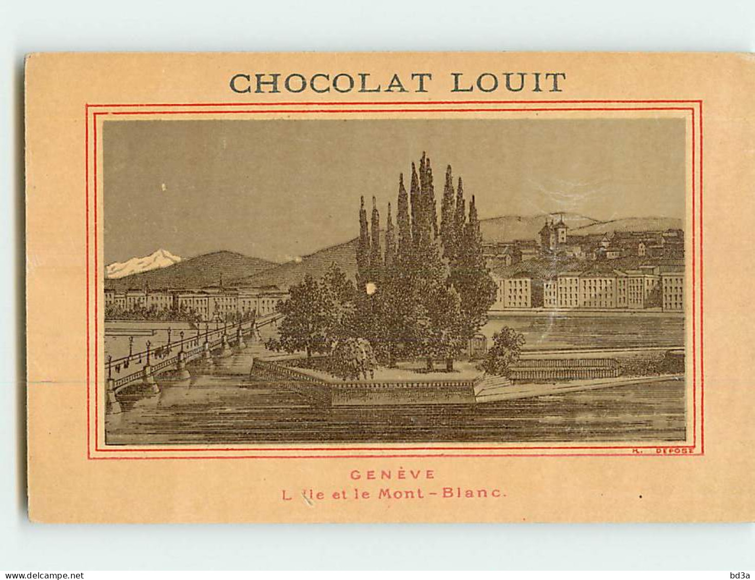 CHROMO - CARTE - CHOCOLAT LOUIT  - GENEVE - L'ILE ET LE MONT BLANC - Louit