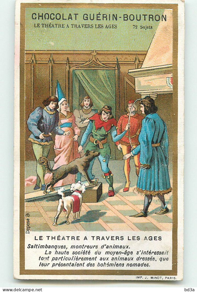 CHROMO / CHOCOLAT GUERIN BOUTRON - LE THEATRE -  SALTIMBANQUES MONTREURS D'ANIMAUX - Guerin Boutron