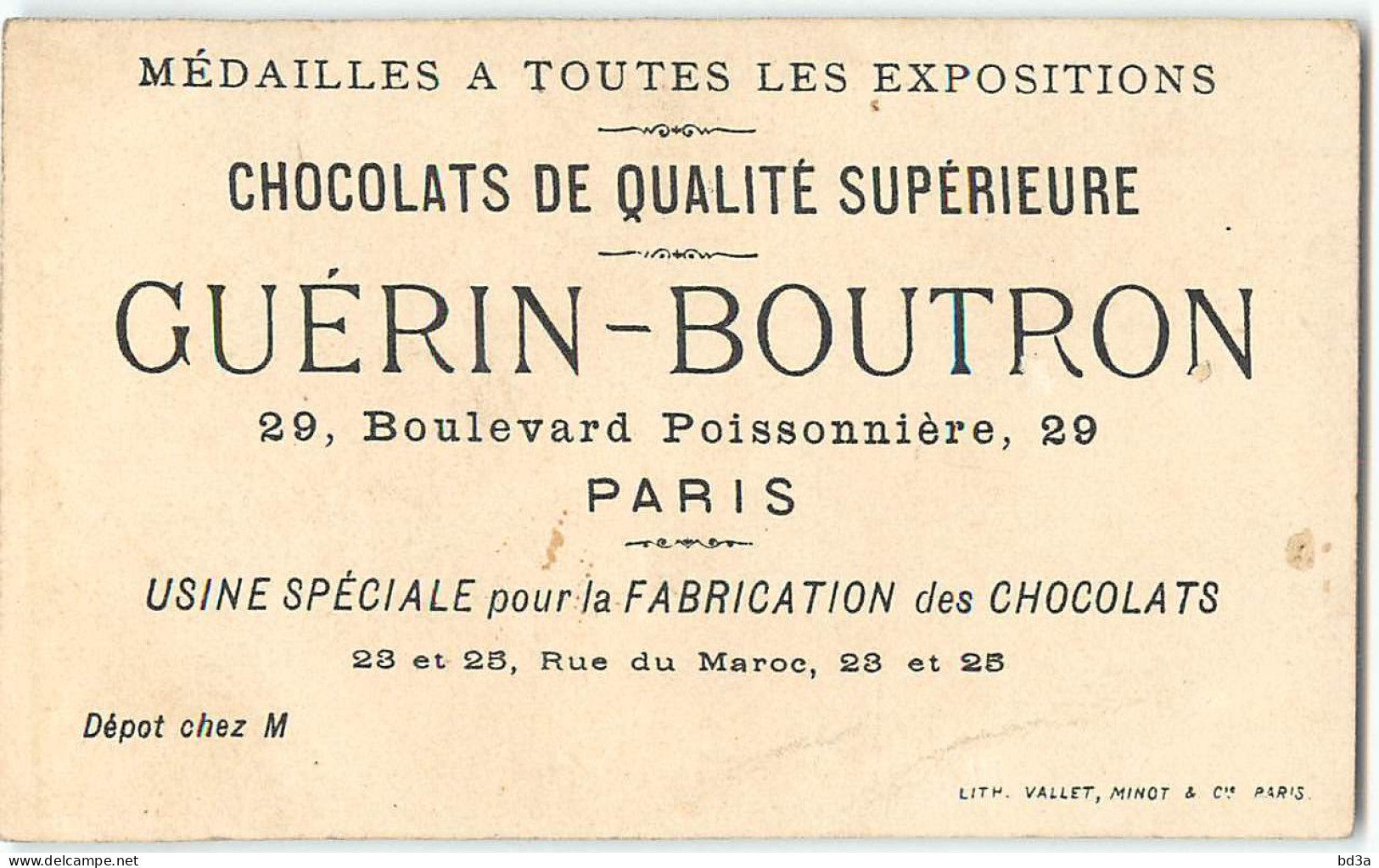 CHROMO DORE - CHOCOLAT GUERIN BOUTRON -  JACINTHE - Guerin Boutron
