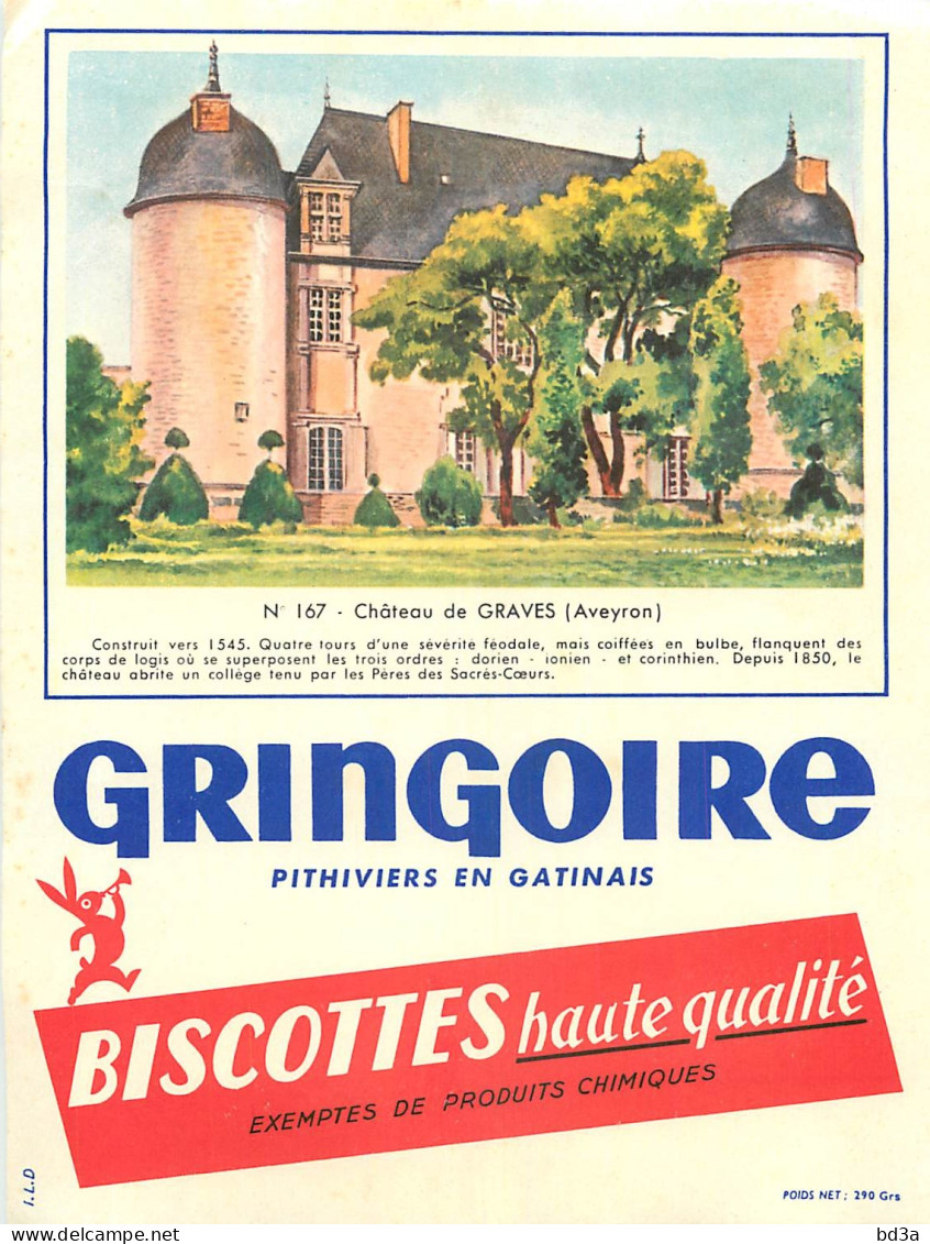 BUVARD IMAGE GRINGOIRE CHÂTEAU DE GRAVES AVEYRON  - Biscottes