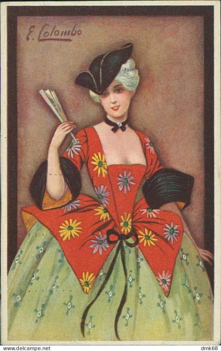 COLOMBO SIGNED 1910s POSTCARD - WOMAN & HAND FAN - N.444/1 (5541) - Colombo, E.