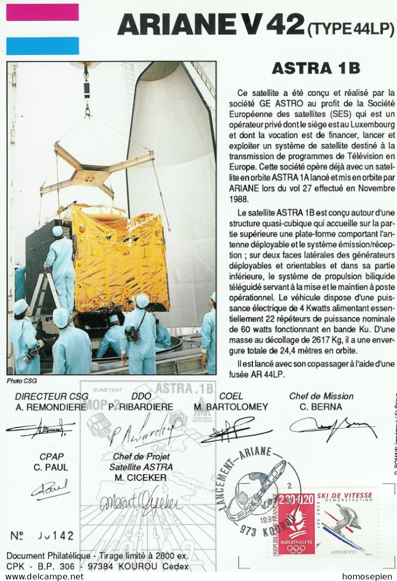 Espace 1991 03 03 - CSG - Ariane V42 - Satellite ASTRA 1B - Europe