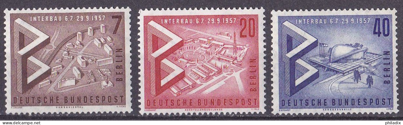 (160-162) Berlin 1957 Internationale Bauausstellung Interbau-Berlin **/MNH (A5-7) - Unused Stamps