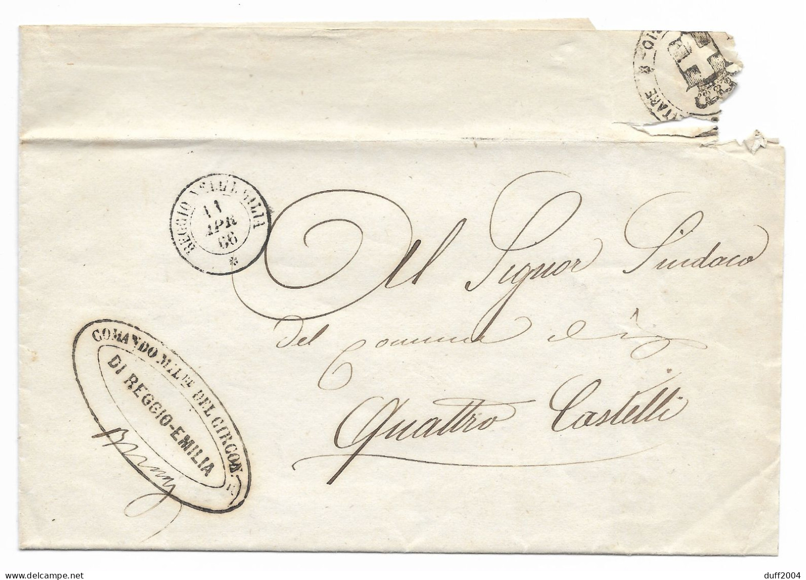 DA REGGIO EMILIA A QUATTROCASTELLI - 11.4.1866. - 1. ...-1850 Prephilately