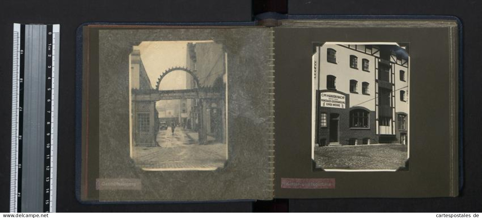 Fotoalbum mit 46 Fotografien, Ansicht Flensburg, 70 Jahre Firma C. M. Hansen Nachf. Mineralöl / Tankstelle, 1932 