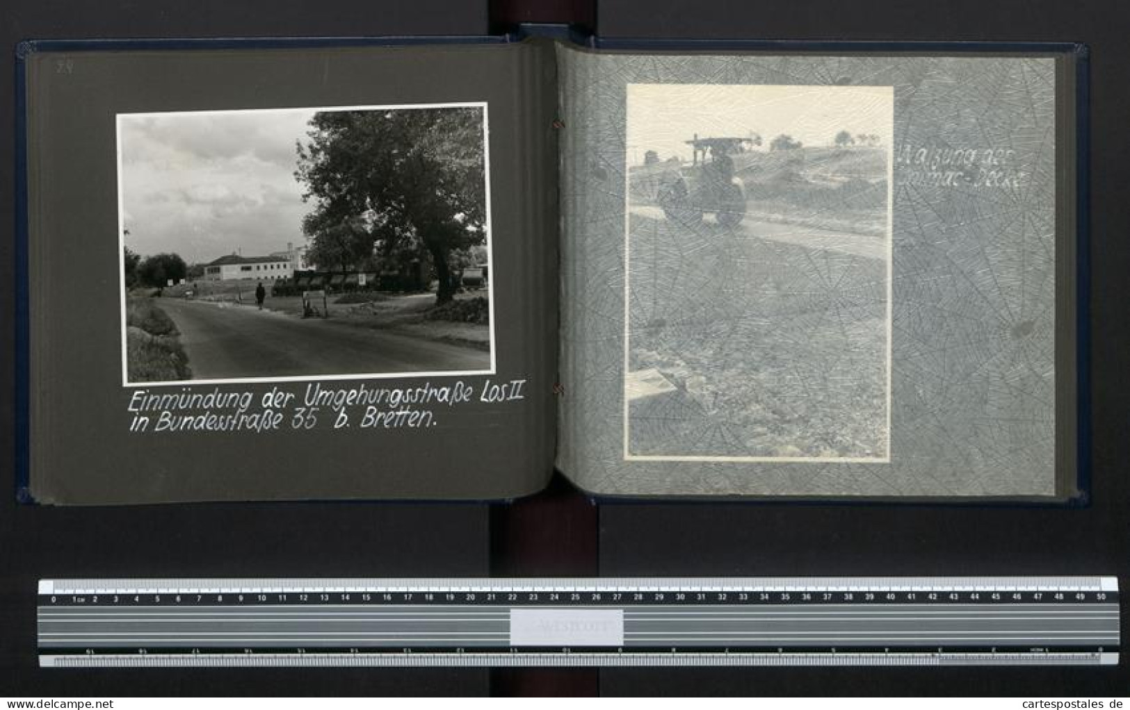 Fotoalbum mit 30 Fotografien, Ansicht Neustadt a. d. W., Firma Friedrich Deidesheimer KG UNIMAC, Autobahn Strassenbau 