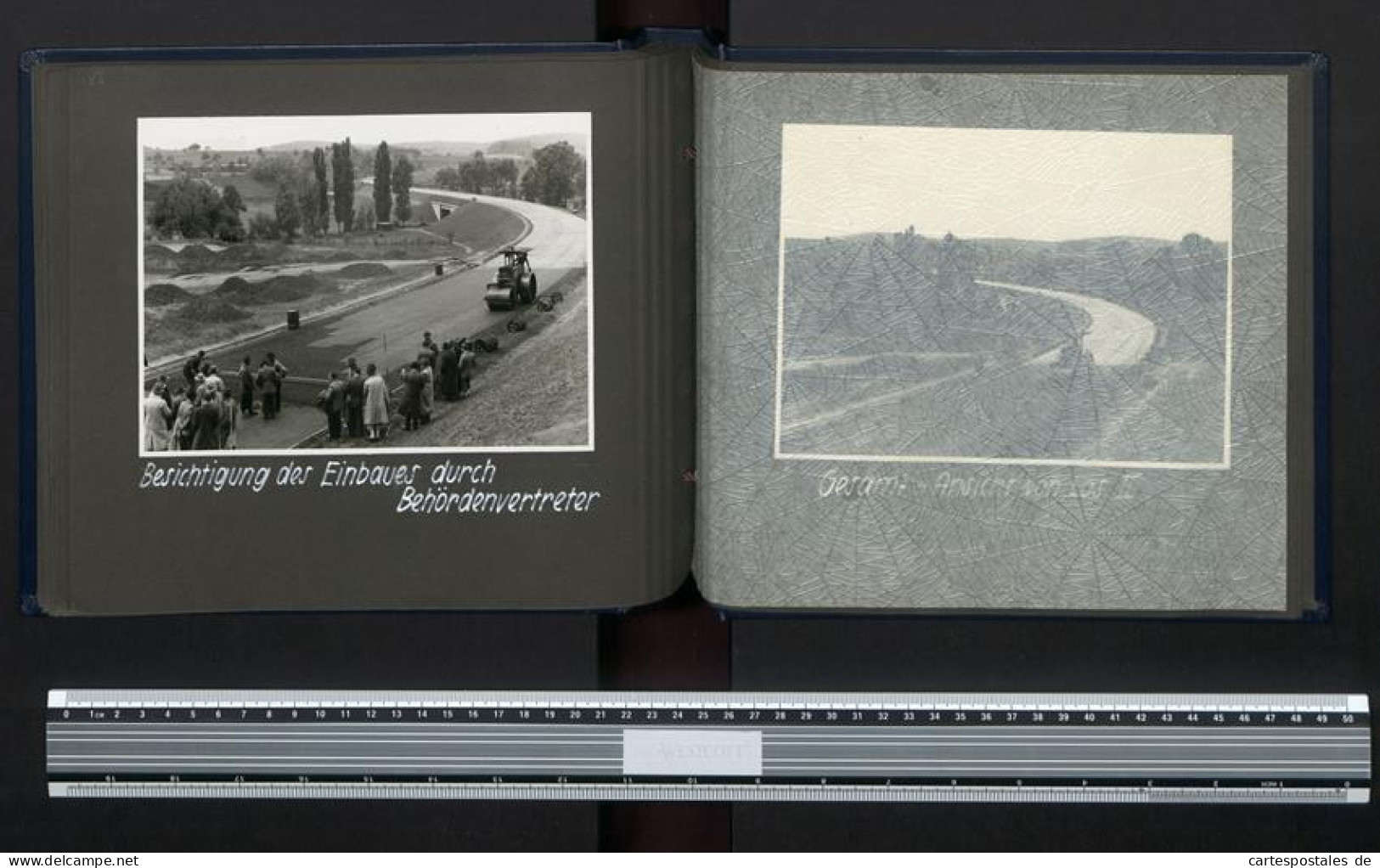 Fotoalbum mit 30 Fotografien, Ansicht Neustadt a. d. W., Firma Friedrich Deidesheimer KG UNIMAC, Autobahn Strassenbau 