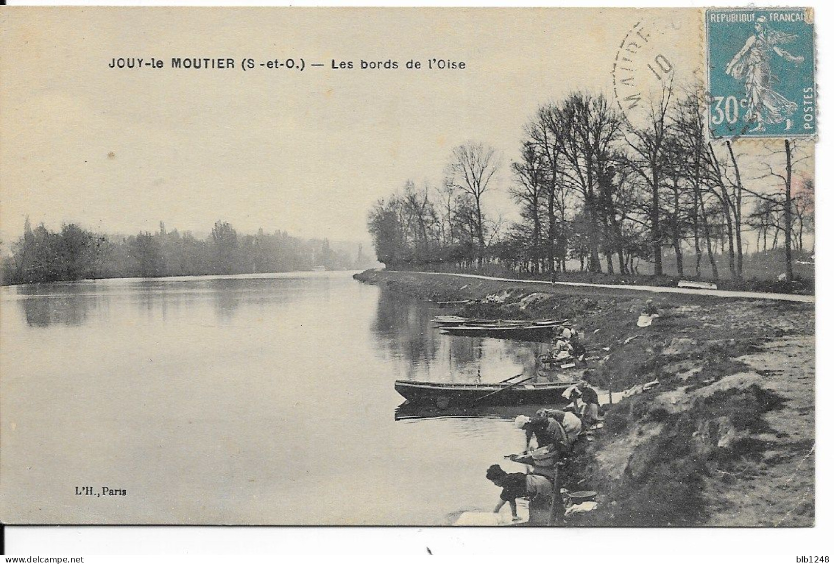 [95] Val D'Oise > Jouy Le Moutier Les Bords De L' Oise Lavandieres En Joli Plan Carte Pas Courante - Jouy Le Moutier